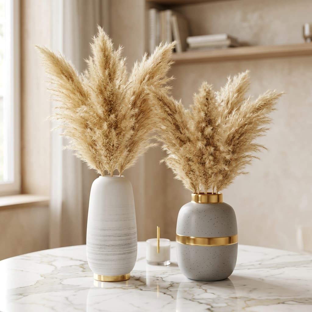 Vase pampas doré