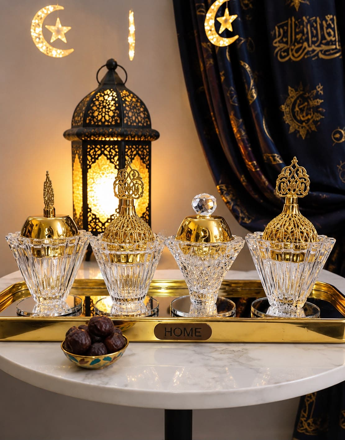 Mabkhara en cristal doré
