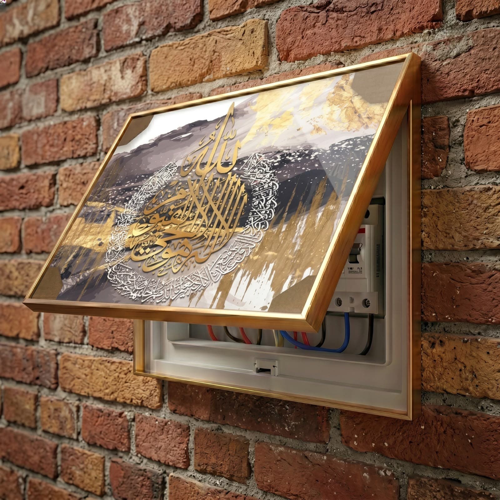 Cache-tableau calligraphie doree