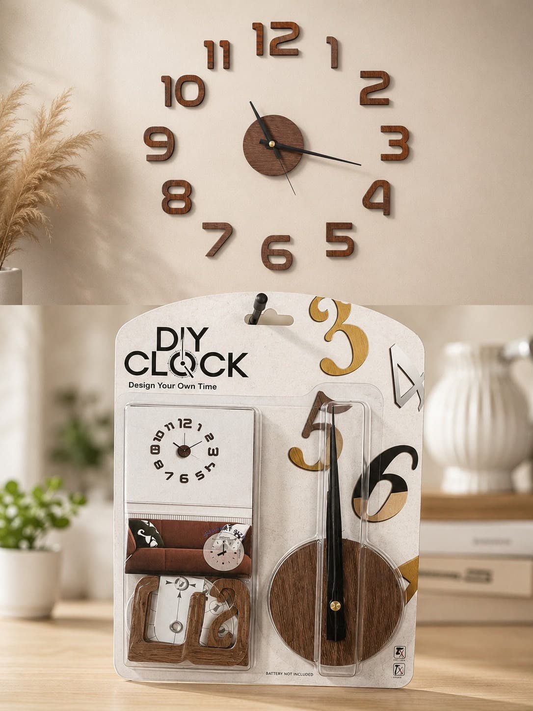 Horloge murale DIY 3D en bois