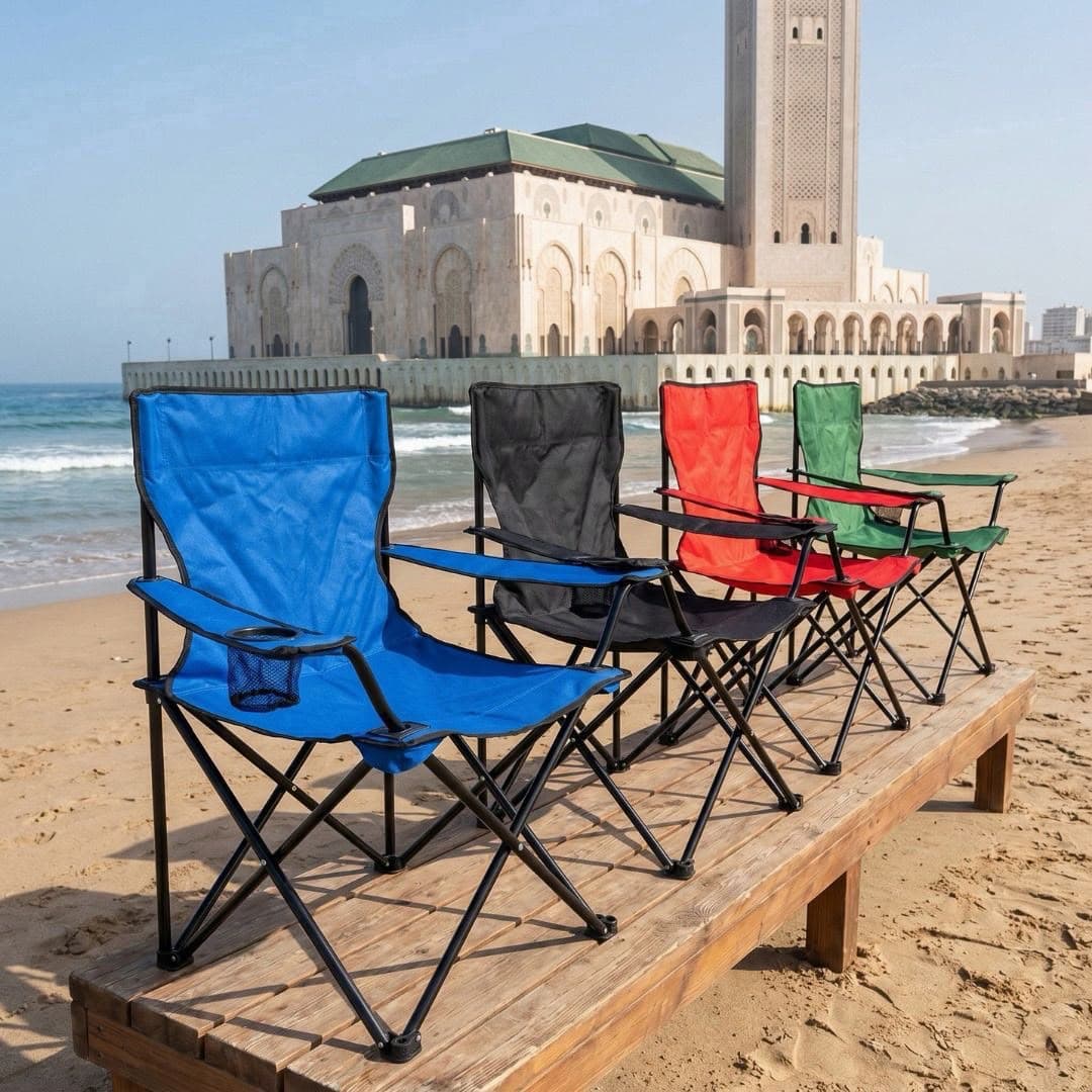 Chaise pliante camping avec porte-gobelet